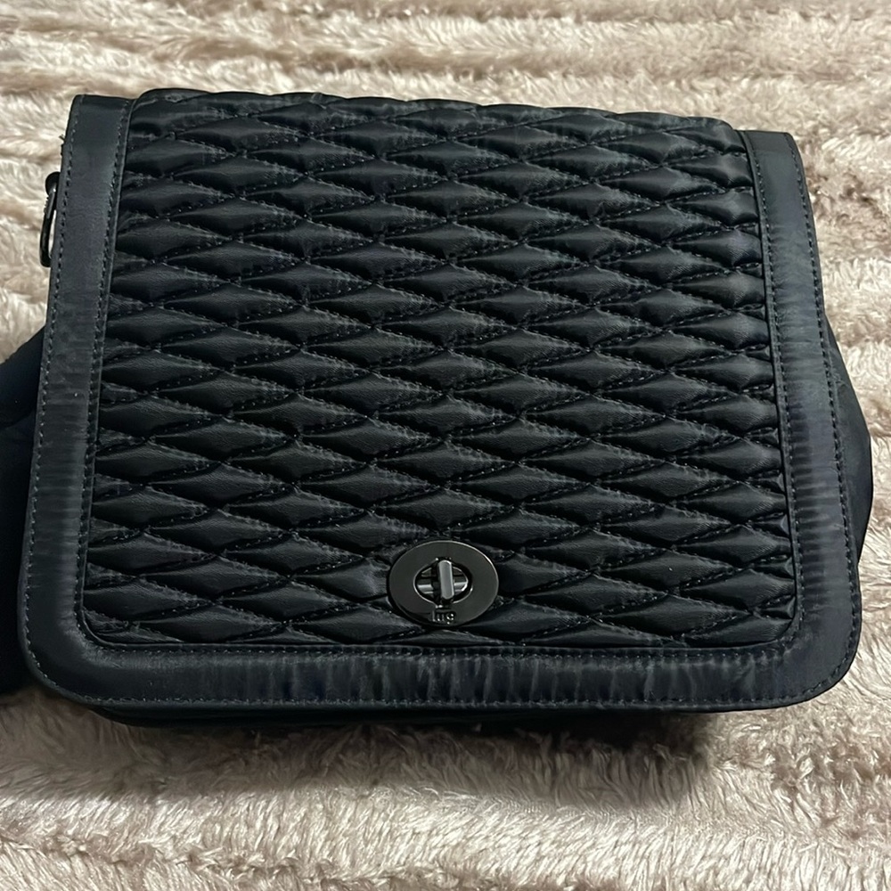 Lug Bubble Quilted Presto Crossbody Purse, Black Handbag.